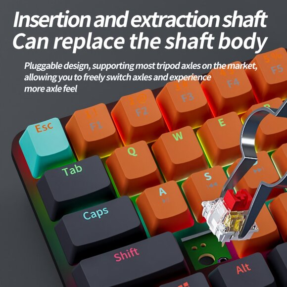 61-Key USB Mini Mechanical Gaming Keyboard with Hot-Swappable Red Switches - Picture 3 of 6